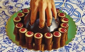 Hand in cake